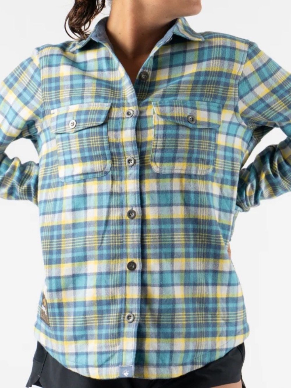 Rabbit high country leadville Blue & Yellow Plaid Button-Up Flannel Shirt